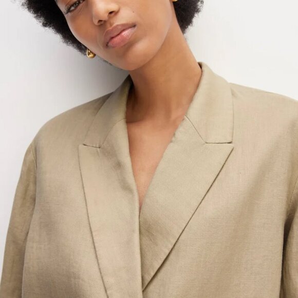 Everlane The Linen Double Breasted Blazer in Khaki Relaxed Fit Plus Size16 $198 - Picture 2 of 16